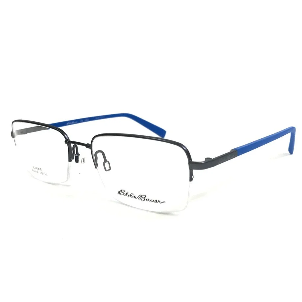 Eddie Bauer Eyeglasses Frames EB32035 BL Blue Gray Rectangle Half Rim 55-19-140